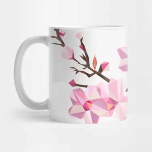 Geometric Japanese Sakura - Cherry Blossoms on White Background Mug